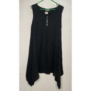 AriA Italian Linen Dress Women's Sz XL Sleeveless Assymetrical Handkerchief Hem